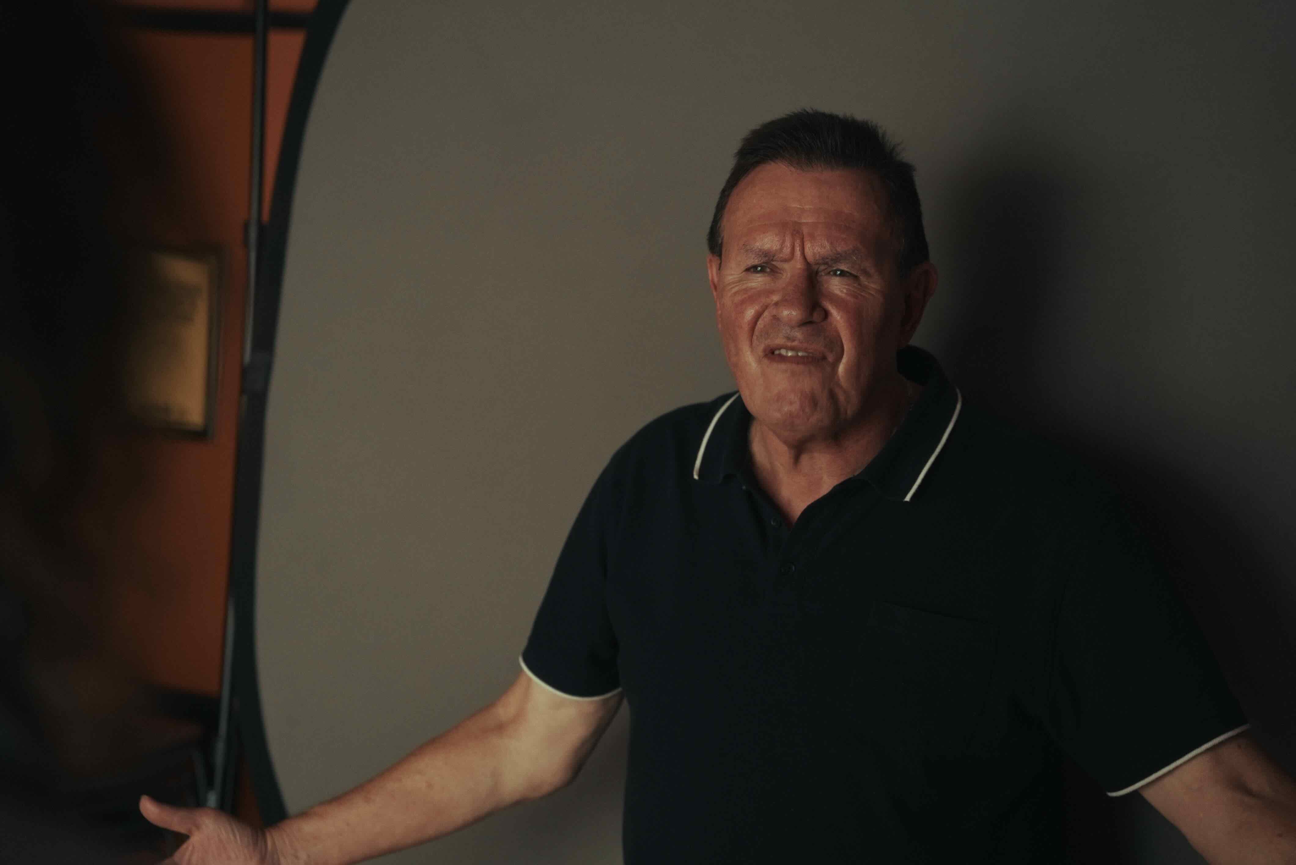 Actor preparing for camera work.